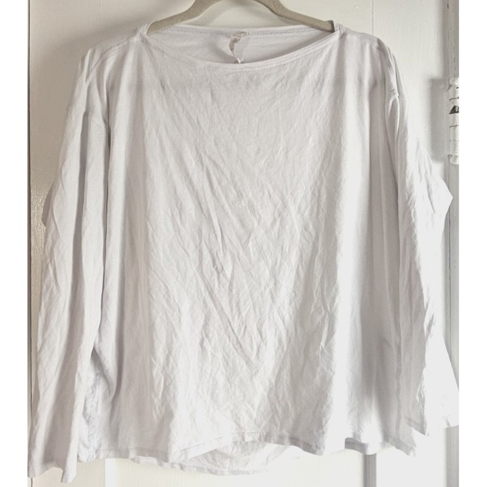 Lululemon women white long sleeve top boat neck seamed sz 10